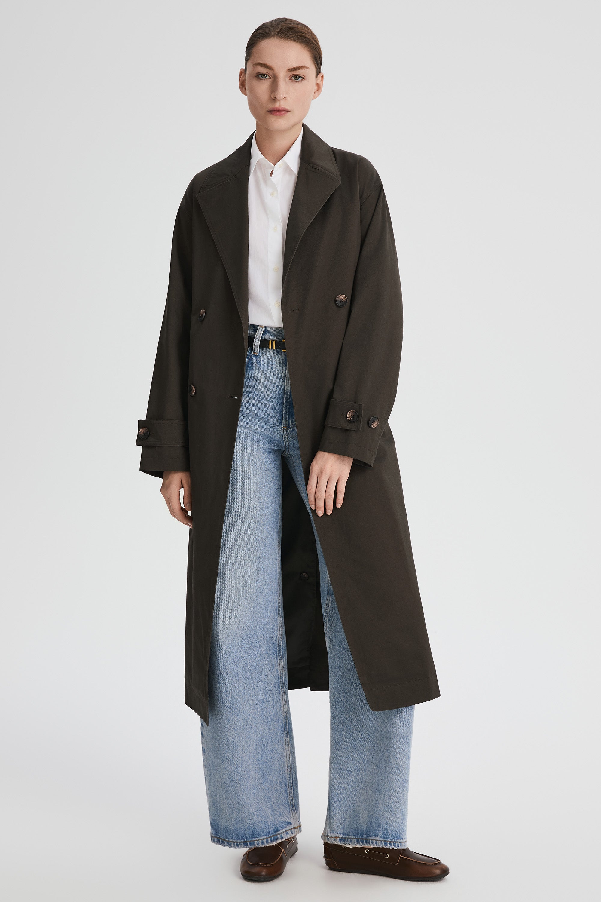 Maxi Length Oversized Trench Coat orolay #color_coffee