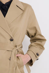 Maxi Length Oversized Trench Coat orolay #color_khaki