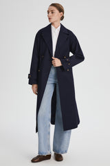 Maxi Length Oversized Trench Coat orolay #color_navy