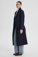 Maxi Length Oversized Trench Coat orolay #color_navy