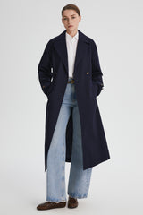 Maxi Length Oversized Trench Coat orolay #color_navy