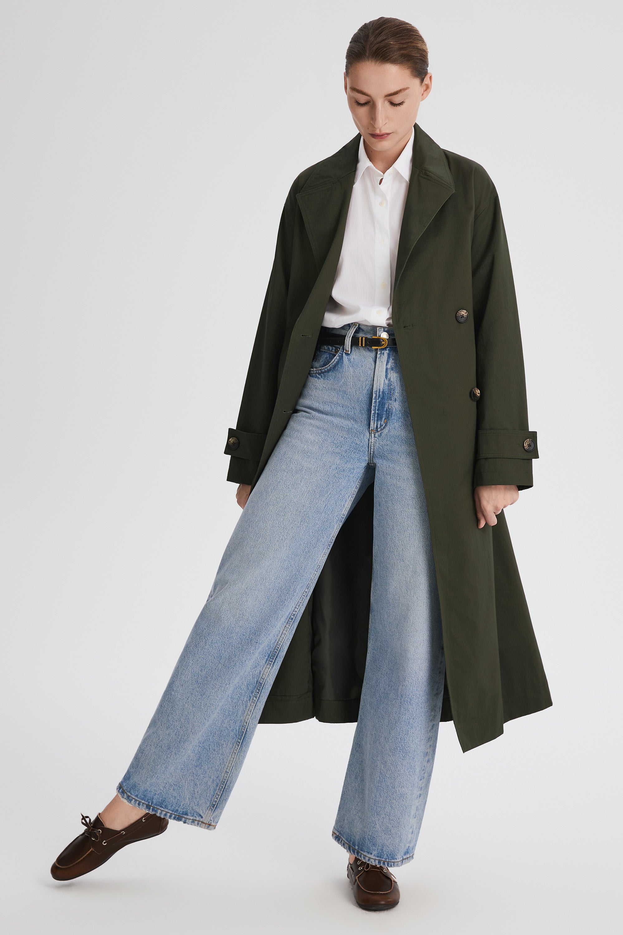 Maxi Length Oversized Trench Coat orolay #color_olive