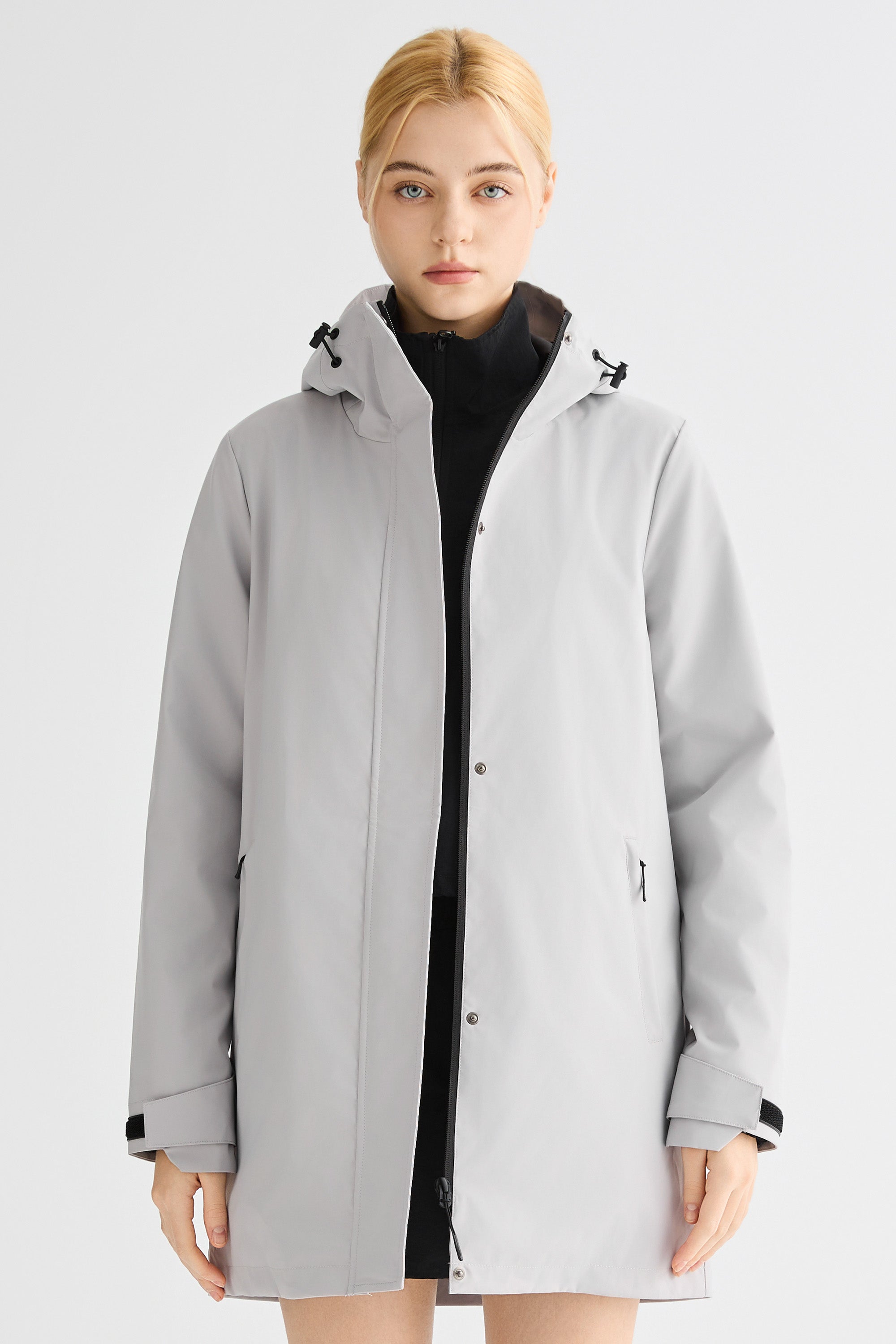 Mid-Length Waterproof Trench Jacket orolay #color_gray