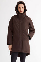 Mid-Length Windproof Parka Coat #color_coffee