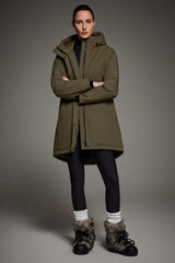 Mid-Length Windproof Parka Coat #color_olive