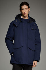 Mid-length Dual-Pocket Hooded Down Parka Jacket Orolay #color_navy
