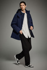 Mid-length Dual-Pocket Hooded Down Parka Jacket Orolay #color_navy