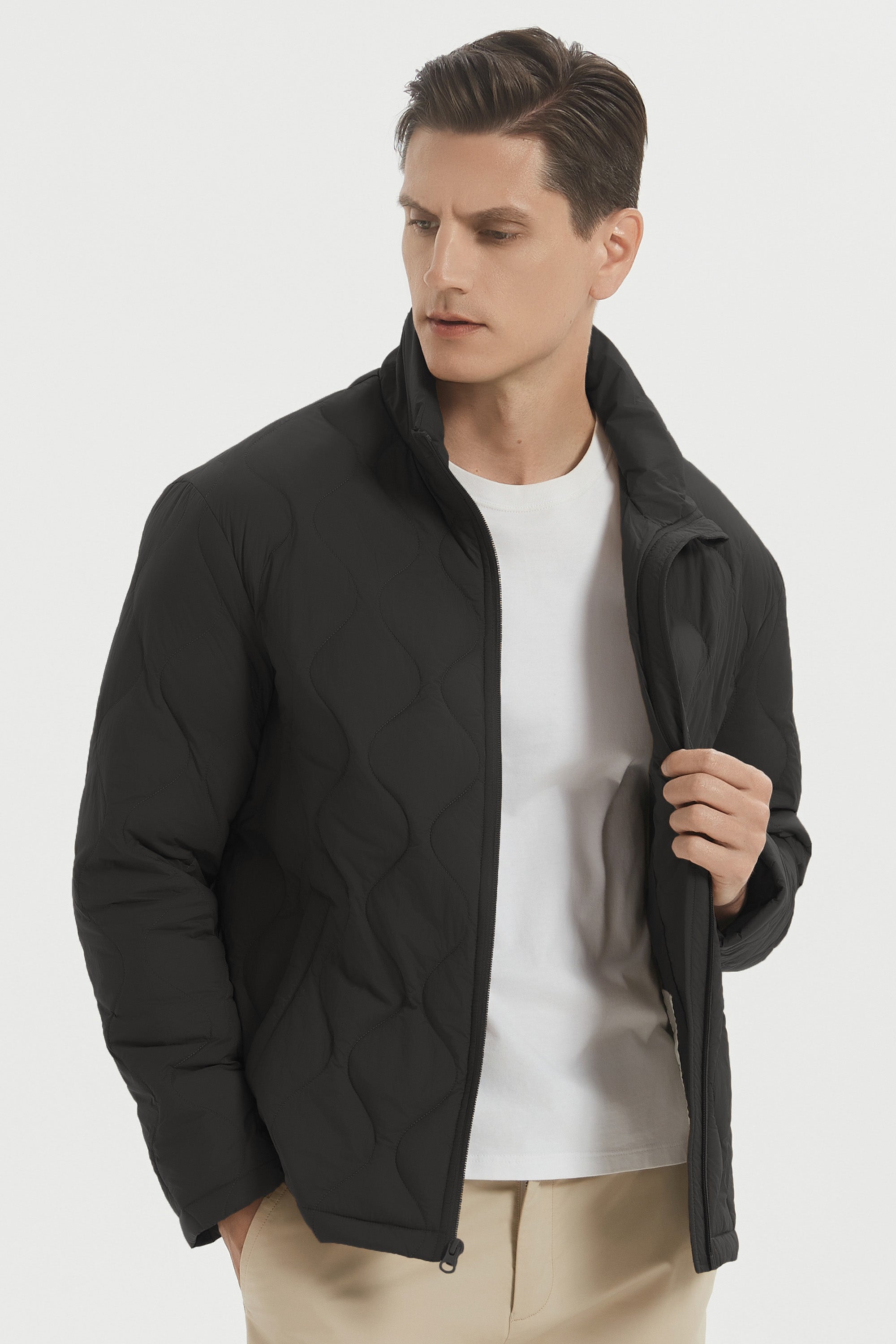 Orolay Lightweight Quilted Bomber Jackets Full Zip #color_black