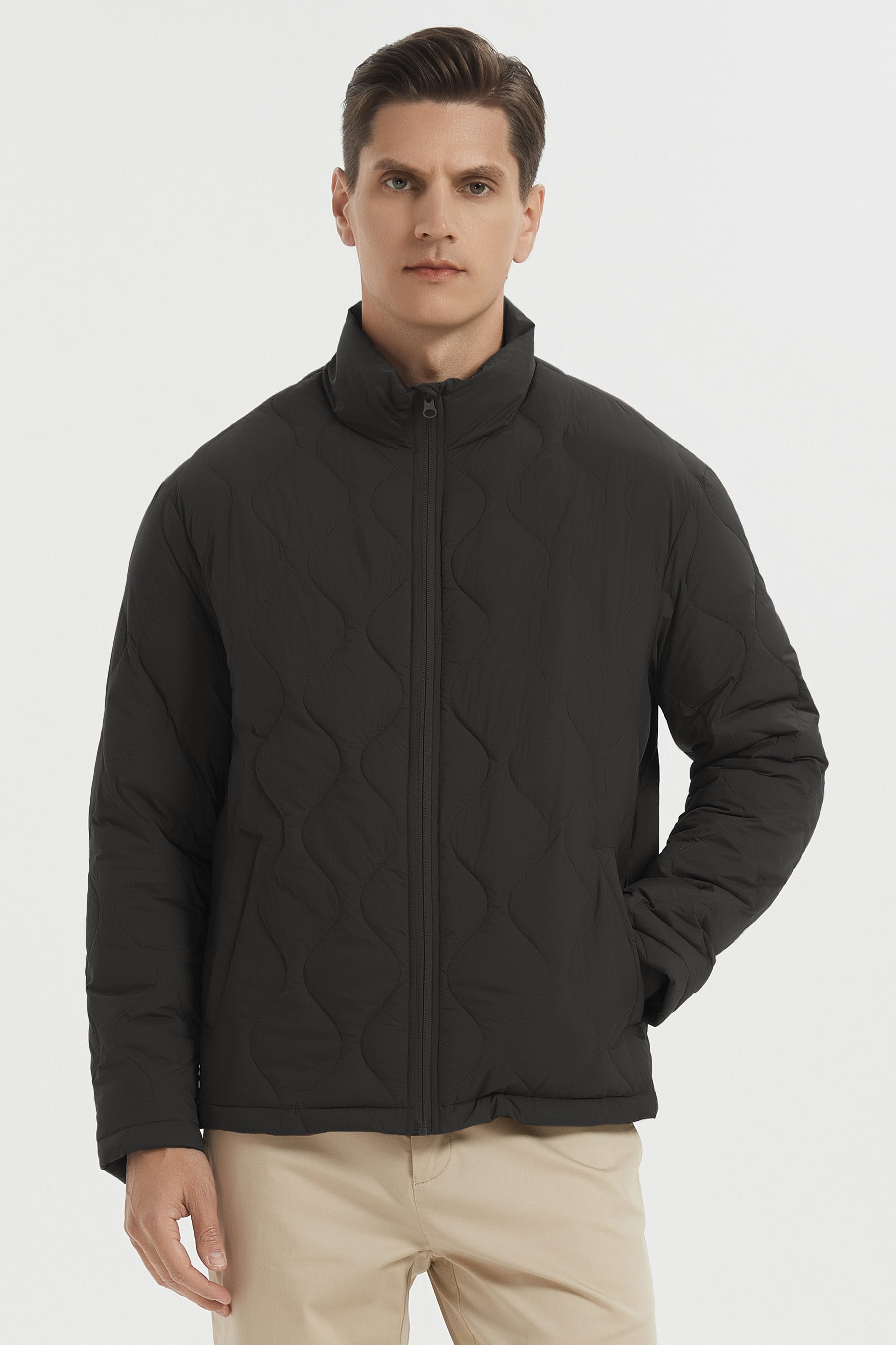 Orolay Lightweight Quilted Bomber Jackets Full Zip #color_black