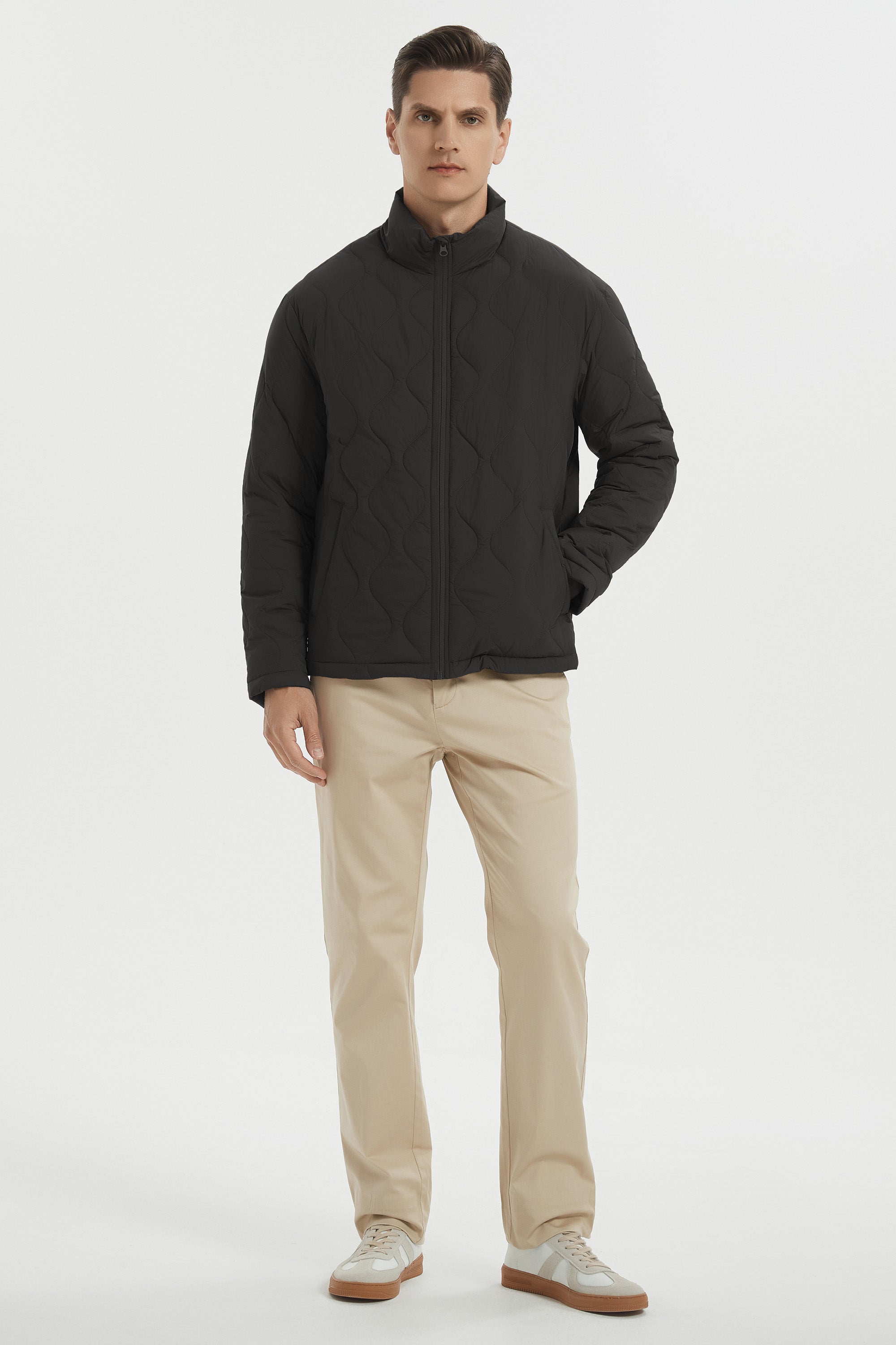 Orolay Lightweight Quilted Bomber Jackets Full Zip #color_black