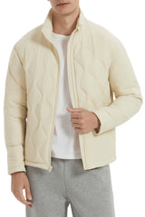 Orolay Lightweight Quilted Bomber Jackets Full Zip #color_beige