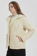 Orolay Quilted Down Jacket Lightweight Hooded #color_Beige