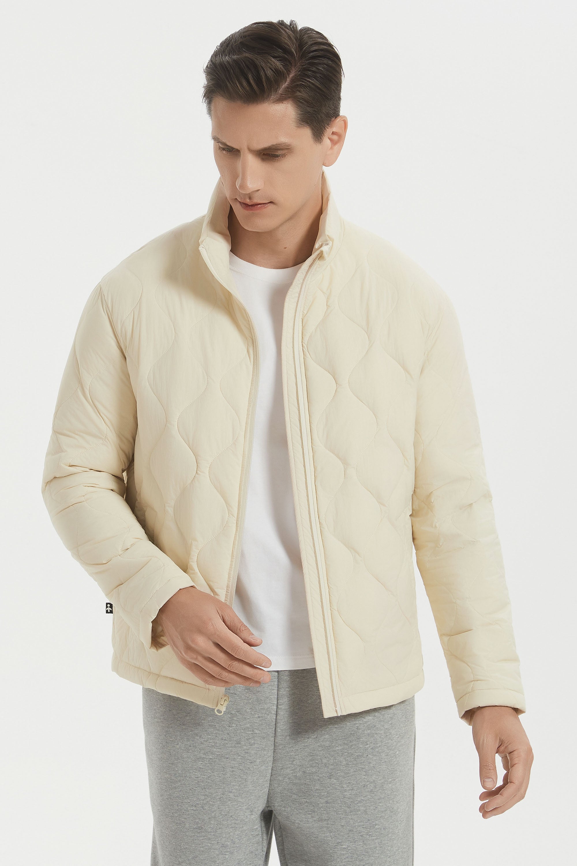 Orolay Lightweight Quilted Bomber Jackets Full Zip #color_beige