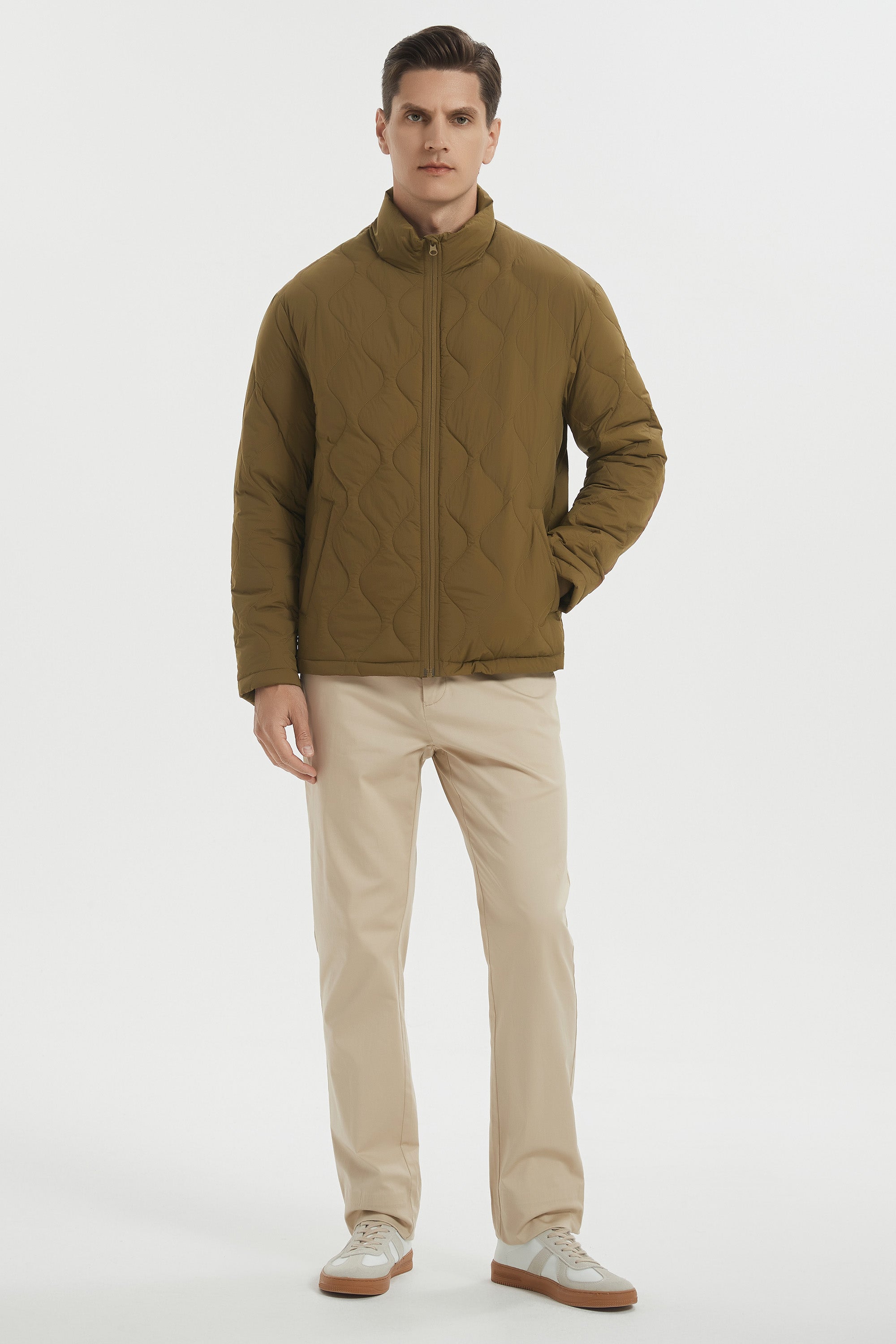 Orolay Lightweight Quilted Bomber Jackets Full Zip #color_coffee