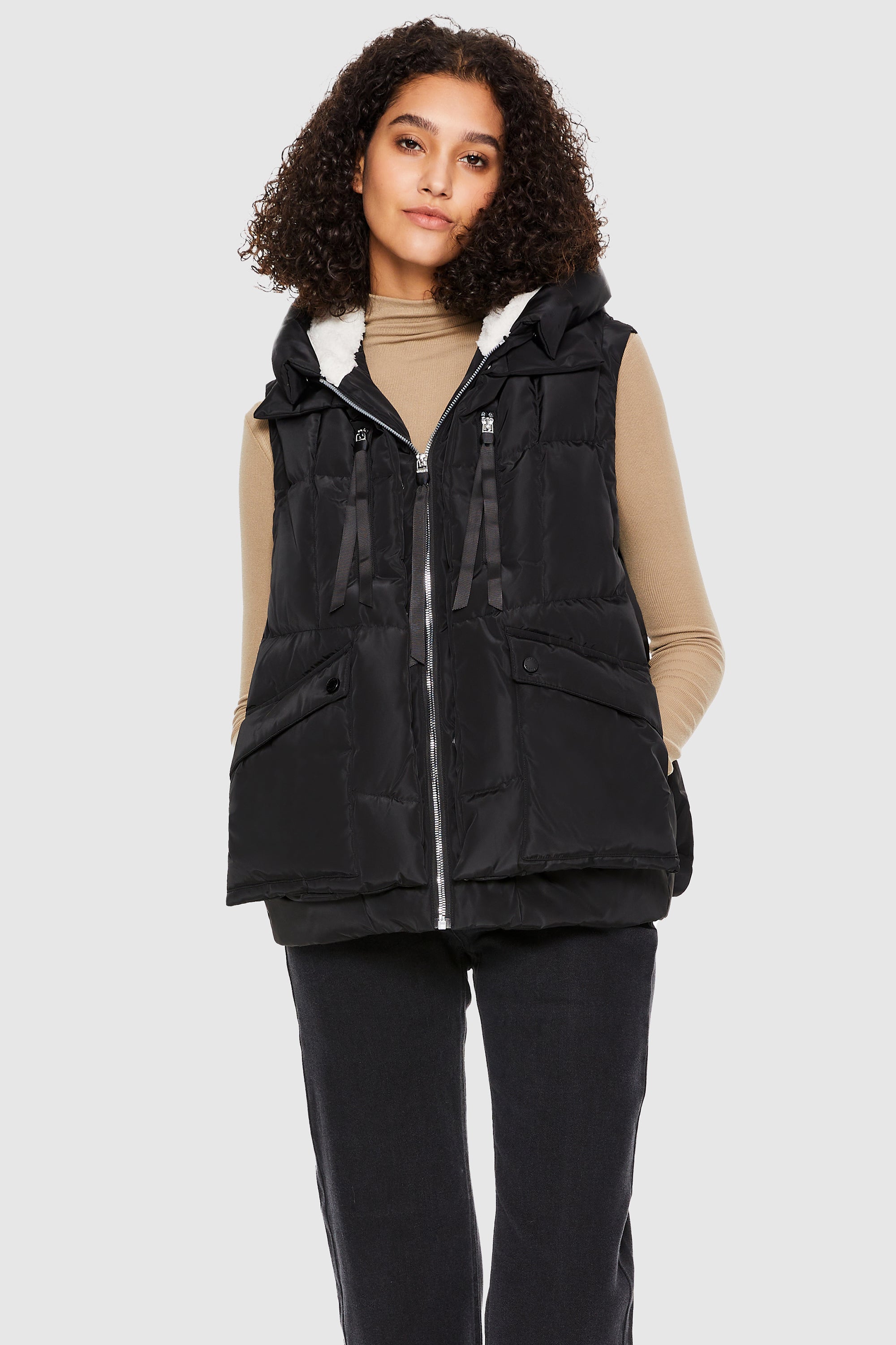 Orolay-092 Classics Cropped Down Vest-#color_Black