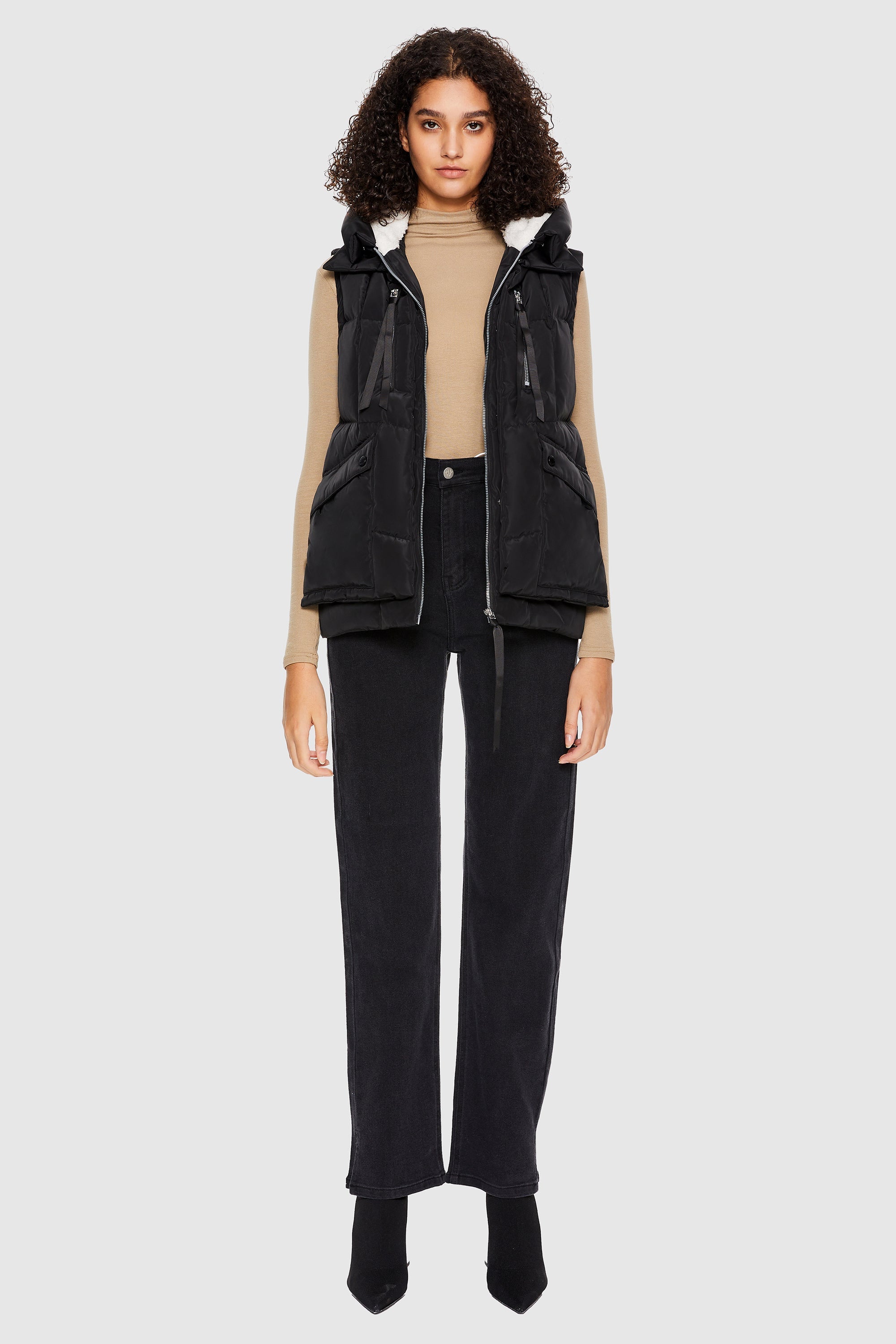 Orolay-092 Classics Cropped Down Vest-#color_Black