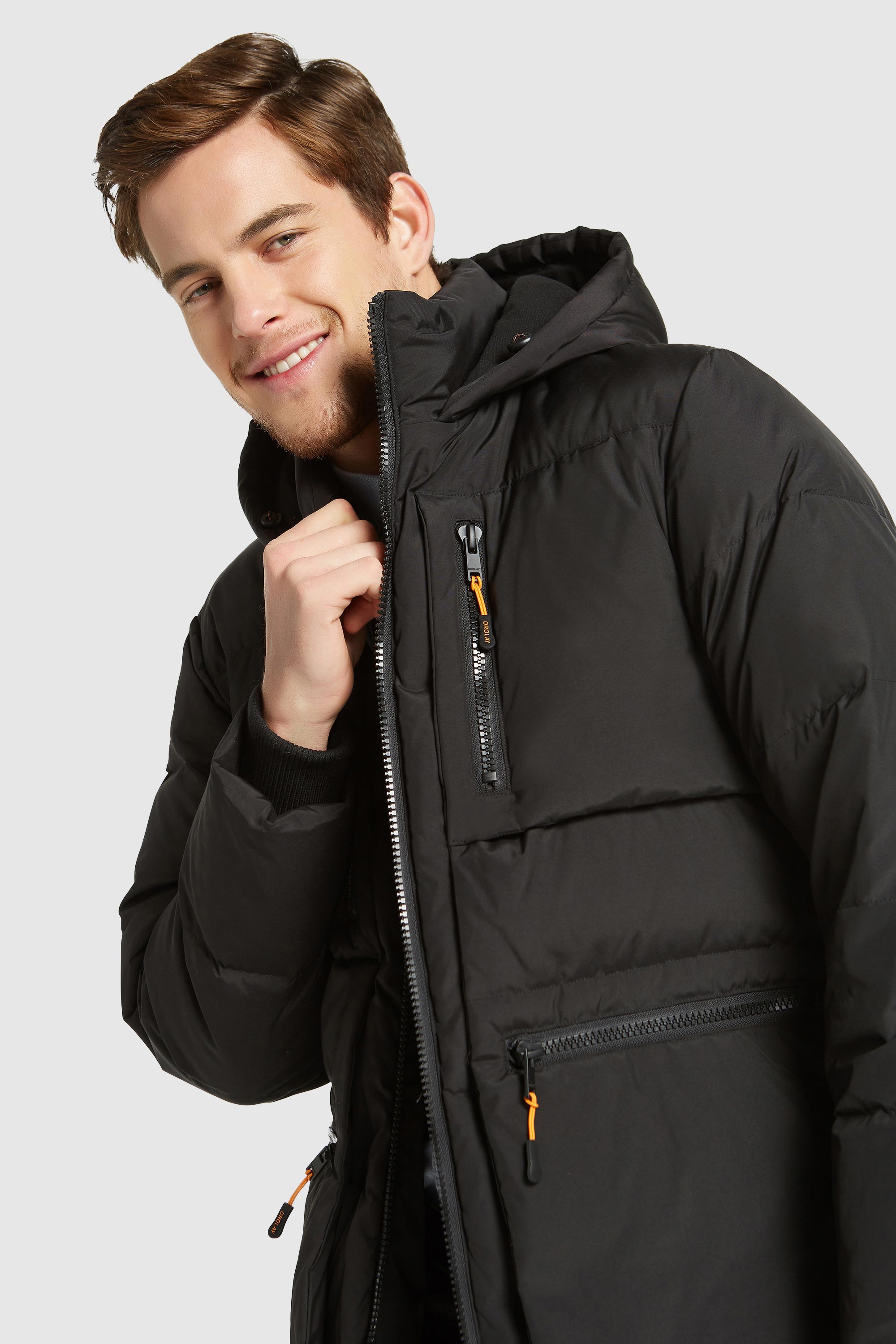 Orolay-092 Classics Hooded Thickened Down Jacket-Orolay 092 Classics Hooded Thickened Down Jacket men #color_Black