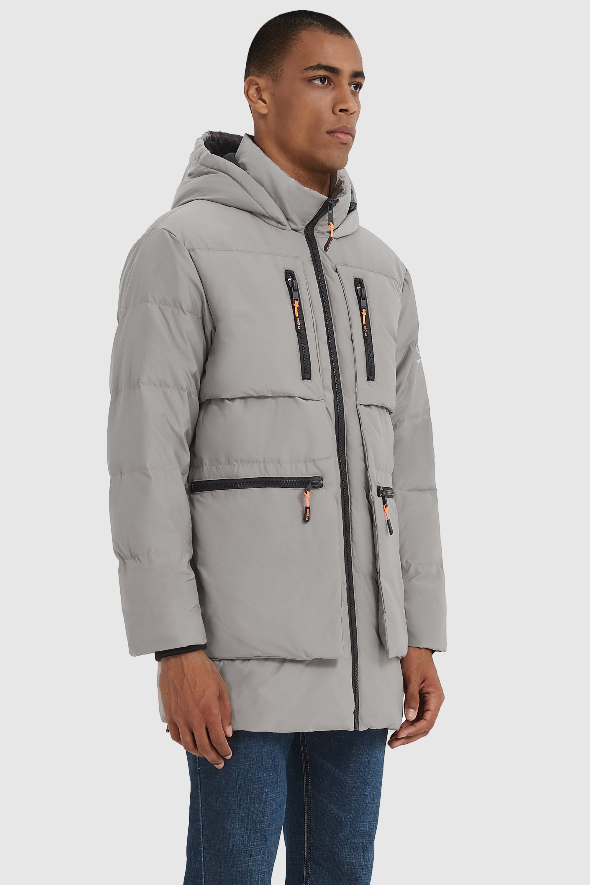 Orolay-092 Classics Hooded Thickened Down Jacket-Orolay 092 Classics Hooded Thickened Down Jacket men #color_Quiet Gray