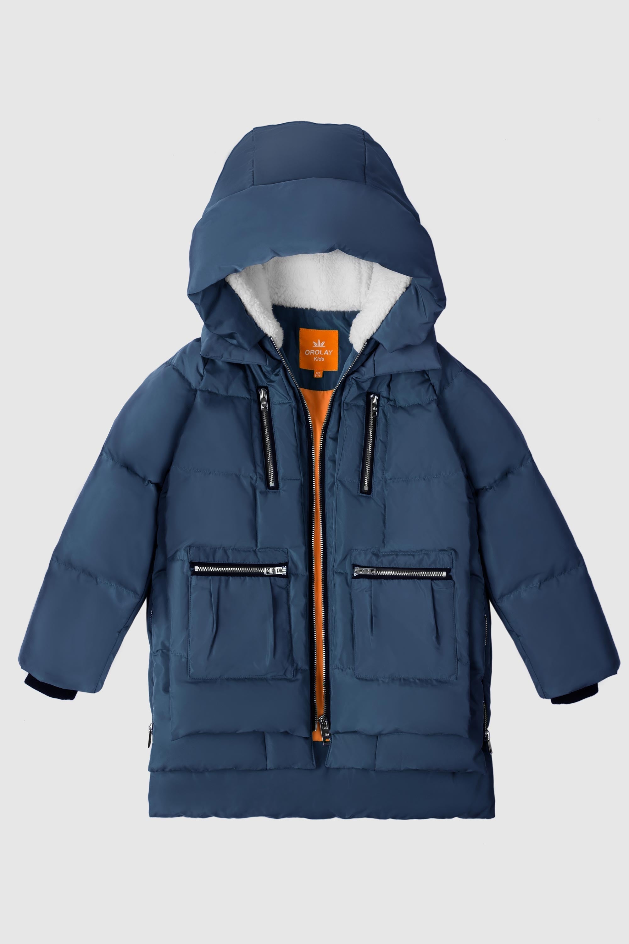 Orolay-092 Classics Kids Thickened Hooded Down Coat-Orolay 092 Classics Kids Thickened Hooded Down Coat #color_Pageant Blue