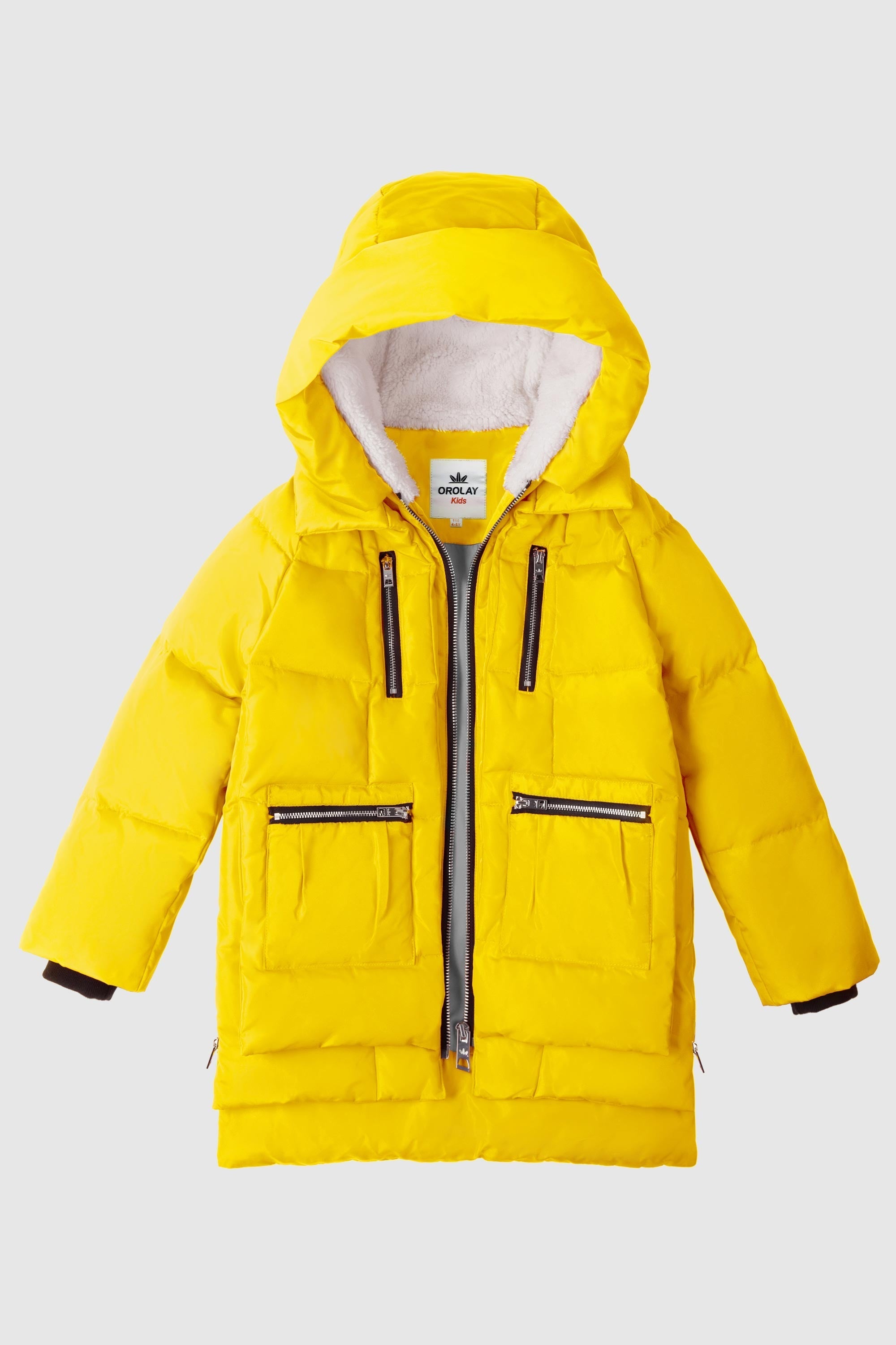 Orolay-092 Classics Kids Thickened Hooded Down Coat-Orolay 092 Classics Kids Thickened Hooded Down Coat #color_Buttercup