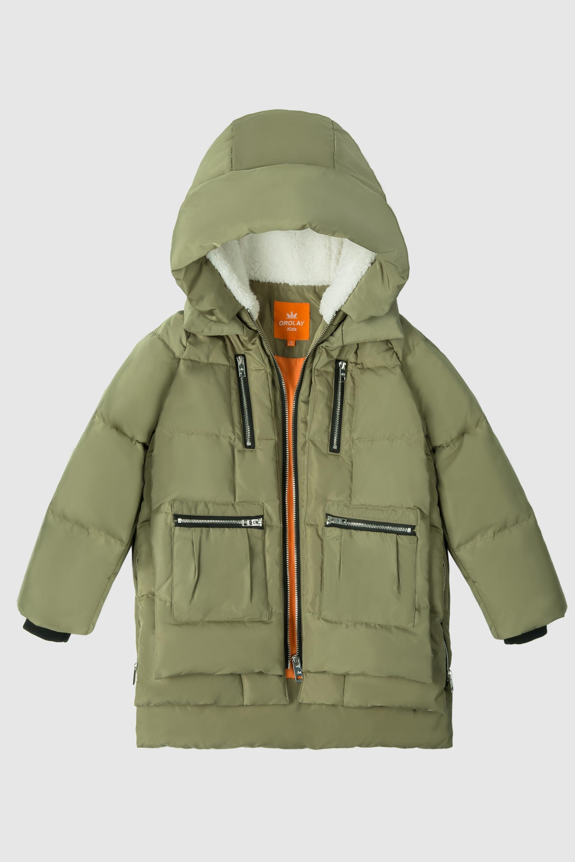 Orolay-092 Classics Kids Thickened Hooded Down Coat-Orolay 092 Classics Kids Thickened Hooded Down Coat #color_Peat Moss