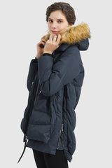 Orolay-092 Classics Thickened Down Jacket with Faux Fur Hood-Orolay 092 Classics Thickened Down Jacket with Faux Fur Hood women #color_Pageant Blue