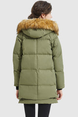 Orolay-092 Classics Thickened Down Jacket with Faux Fur Hood-Orolay 092 Classics Thickened Down Jacket with Faux Fur Hood women #color_Peat Moss