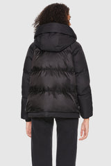 Orolay-092 Colorlay Cropped Hooded Puffer Jacket-#color_Black