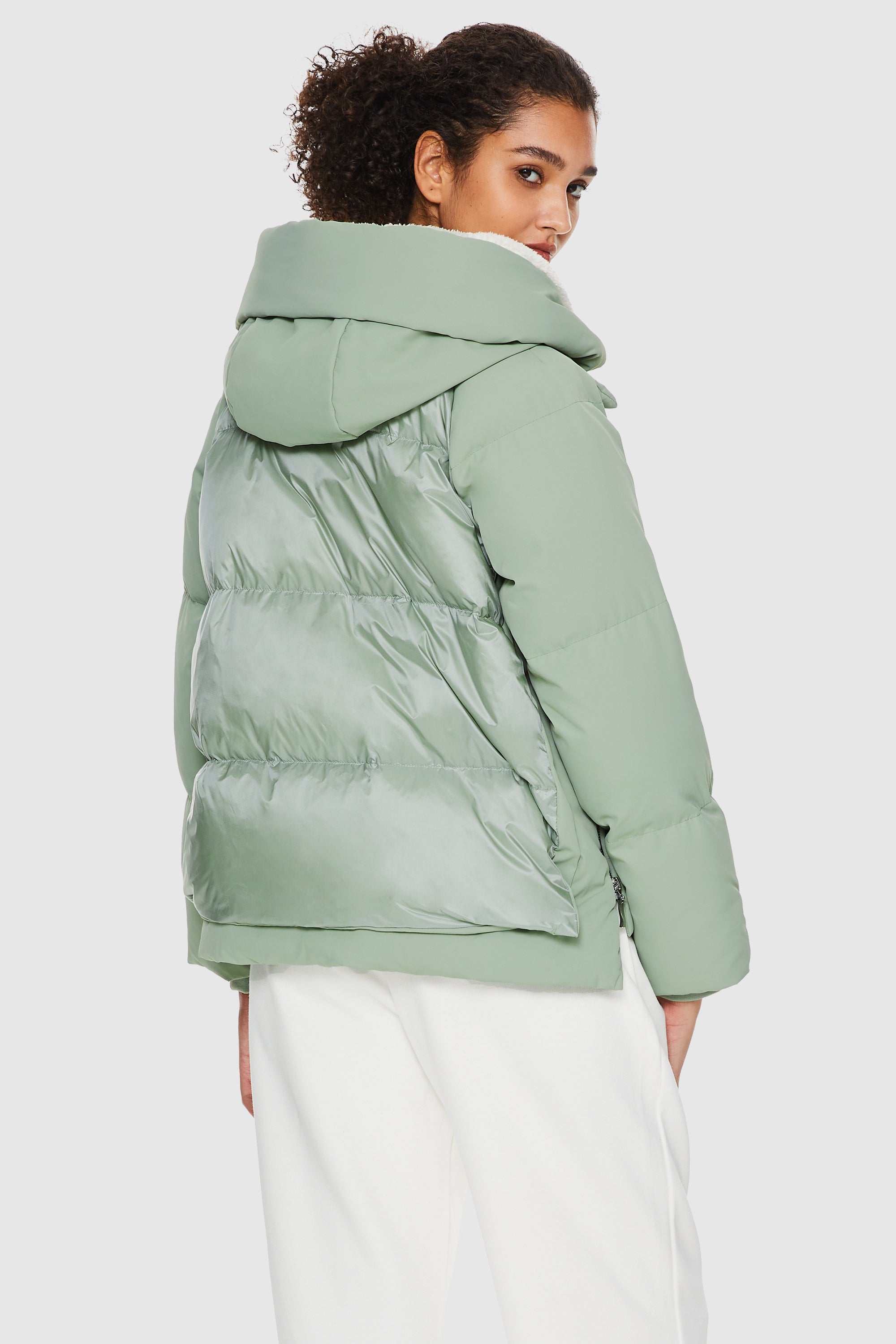 Orolay-092 Colorlay Cropped Hooded Puffer Jacket-#color_Sea Foam