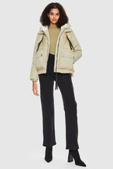 Orolay-092 Colorlay Cropped Hooded Puffer Jacket-#color_Almond Milk