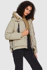 Orolay-092 Colorlay Knitted Brim Hooded Down Coat-#color_Almond Milk