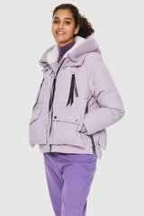 Orolay-092 Colorlay Knitted Brim Hooded Down Coat-#color_Light Purple