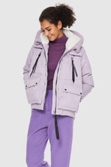 Orolay-092 Colorlay Knitted Brim Hooded Down Coat-#color_Light Purple