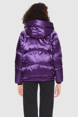 Orolay-092 Cosmos Cropped Crome Down Jacket-#color_Metallic Purple