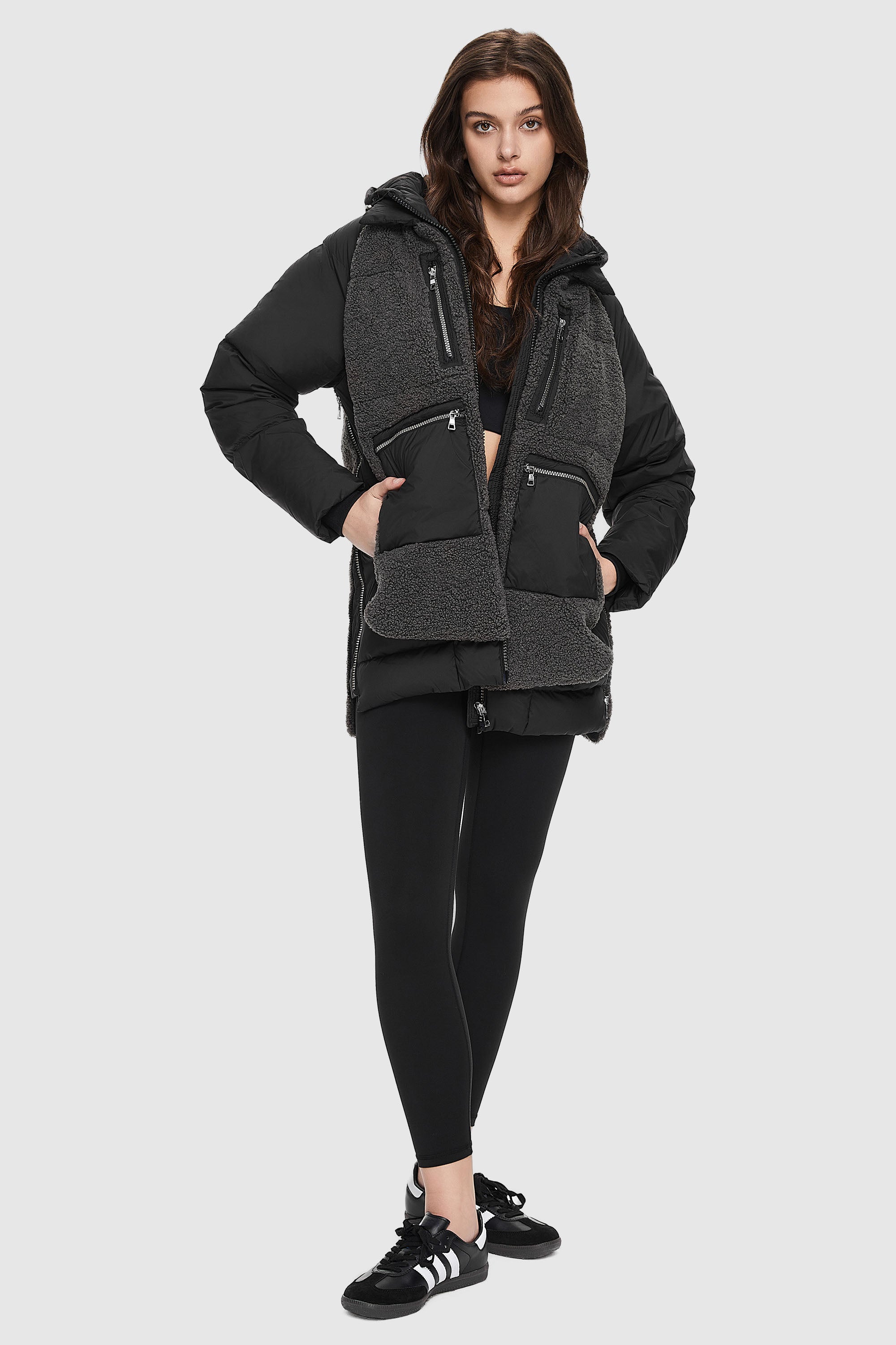 Orolay-092 O-Lab Fleece Down Puffer-#color_Black