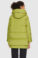 Orolay-092 O-Lab Hooded Down Jacket with Slitted Hem-#color_Green Oasis