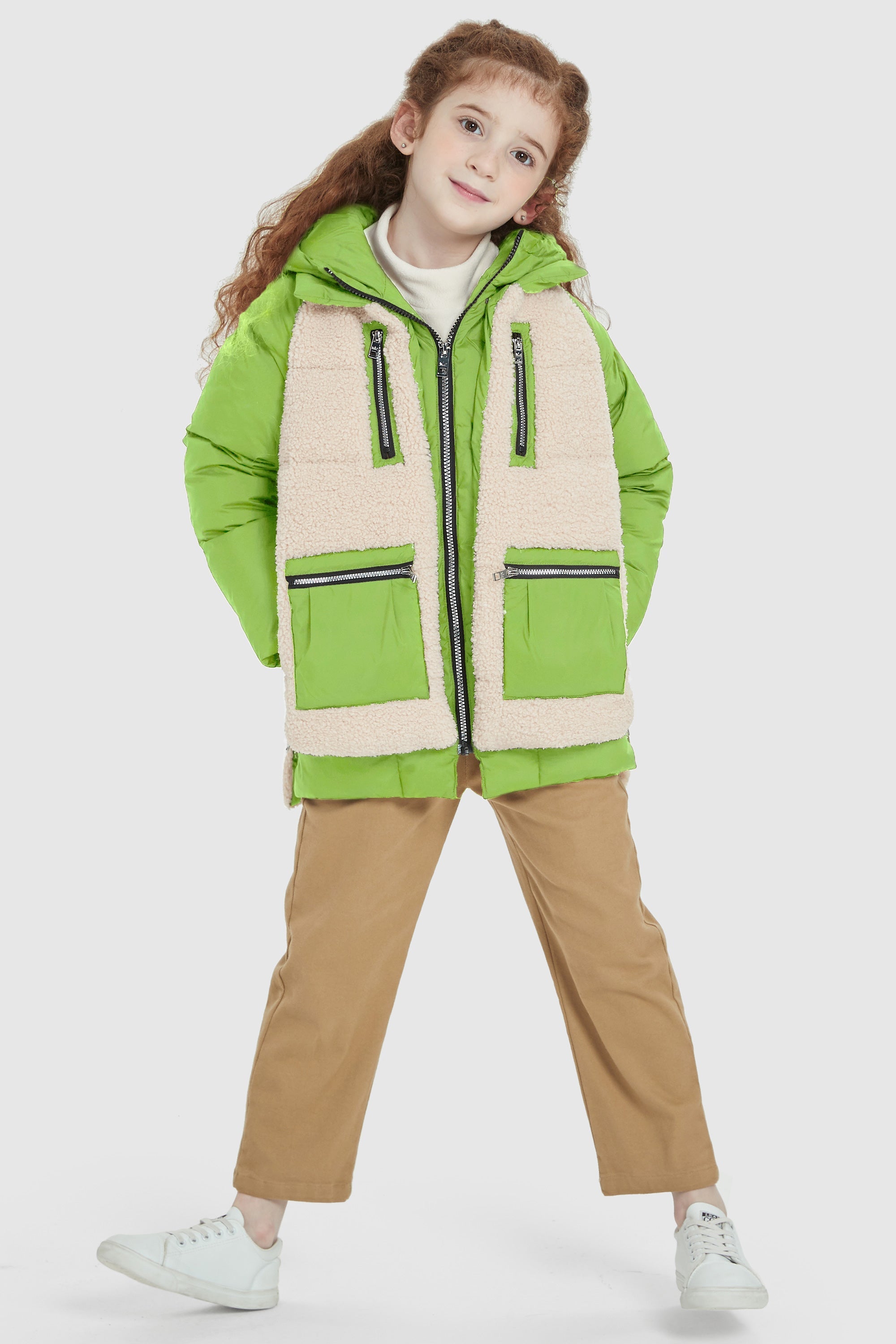 Orolay-092 O-Lab Kids Down Puffer-#color_Green Flash