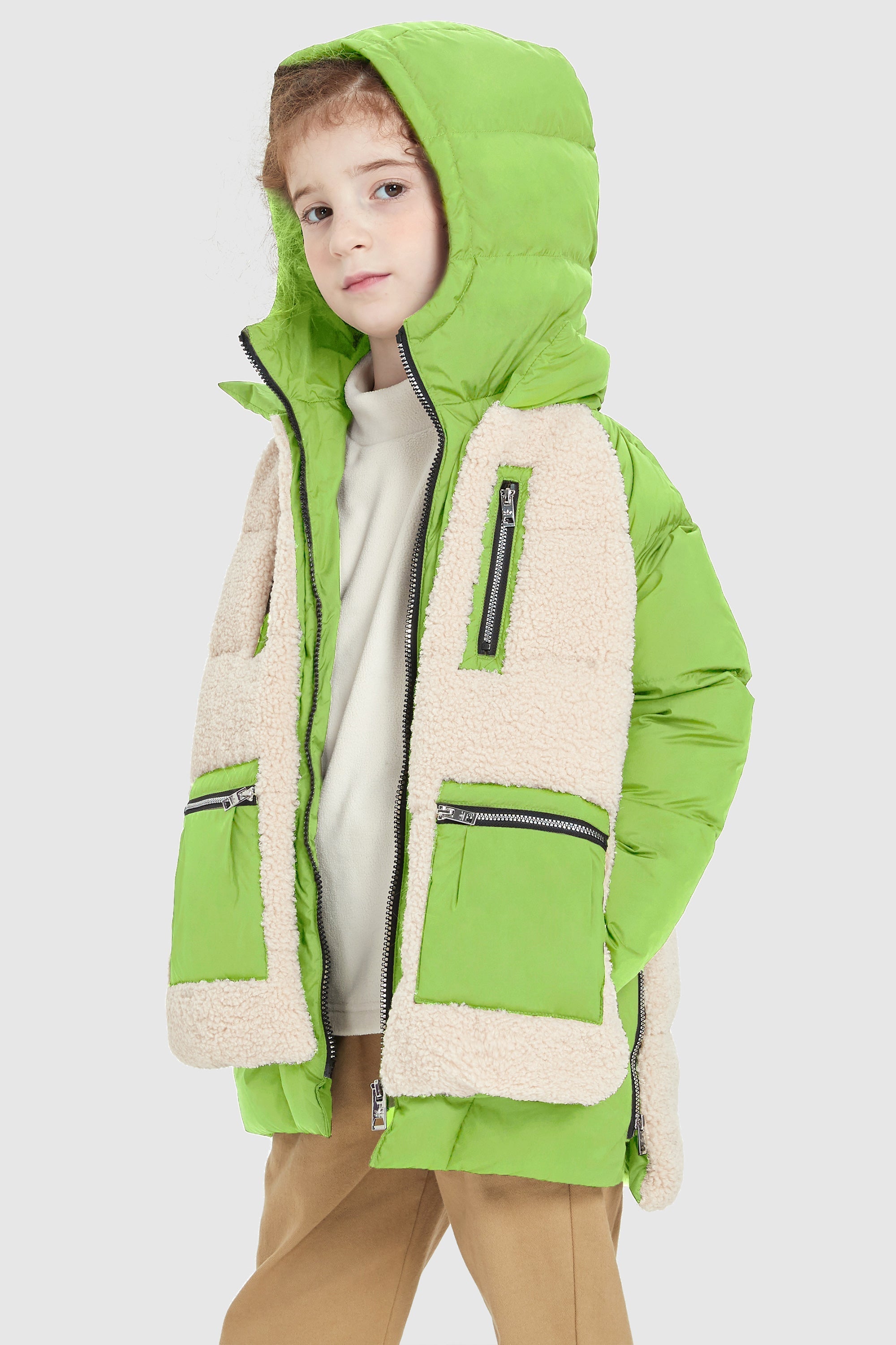 Orolay-092 O-Lab Kids Down Puffer-#color_Green Flash