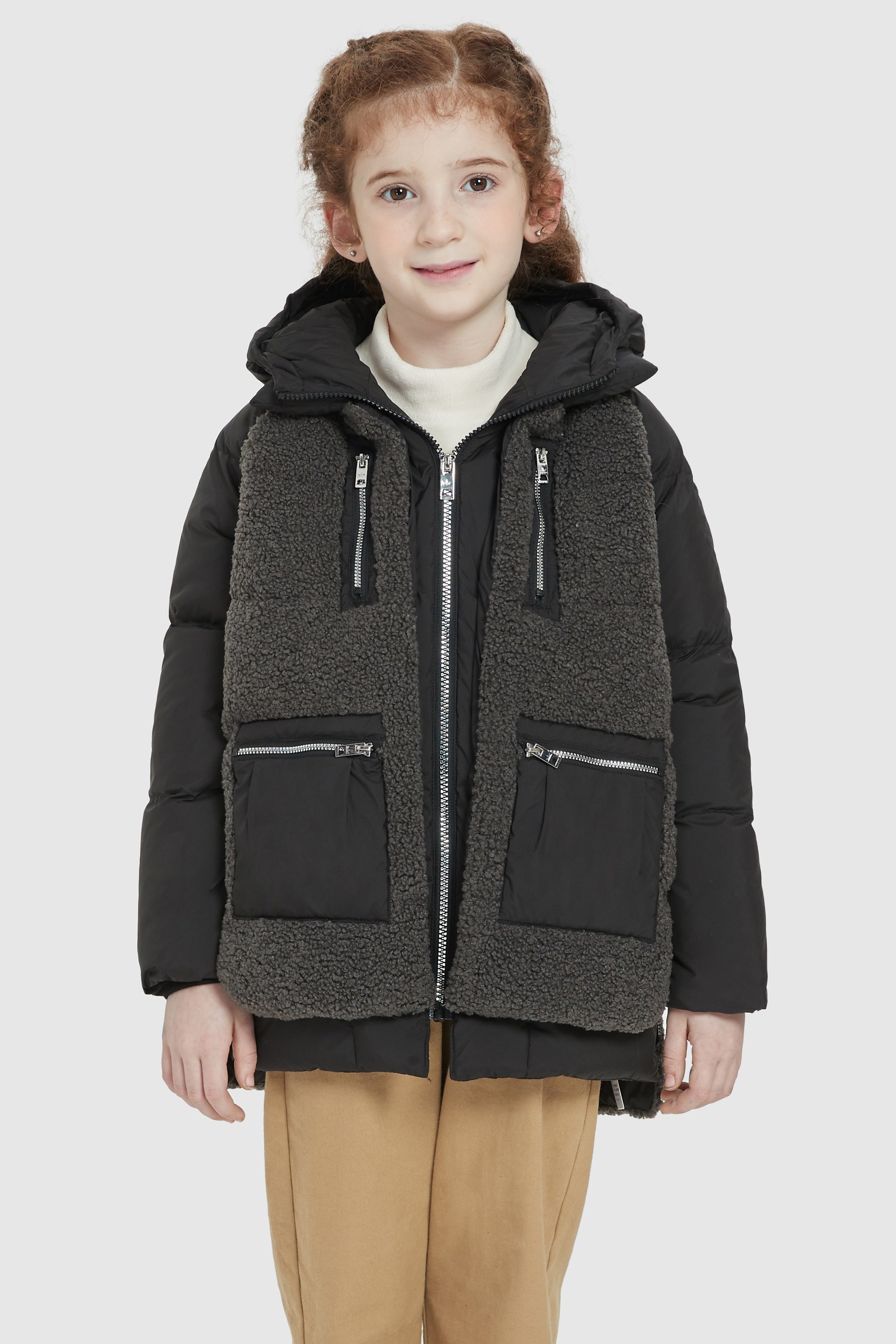 Orolay-092 O-Lab Kids Down Puffer-#color_Black