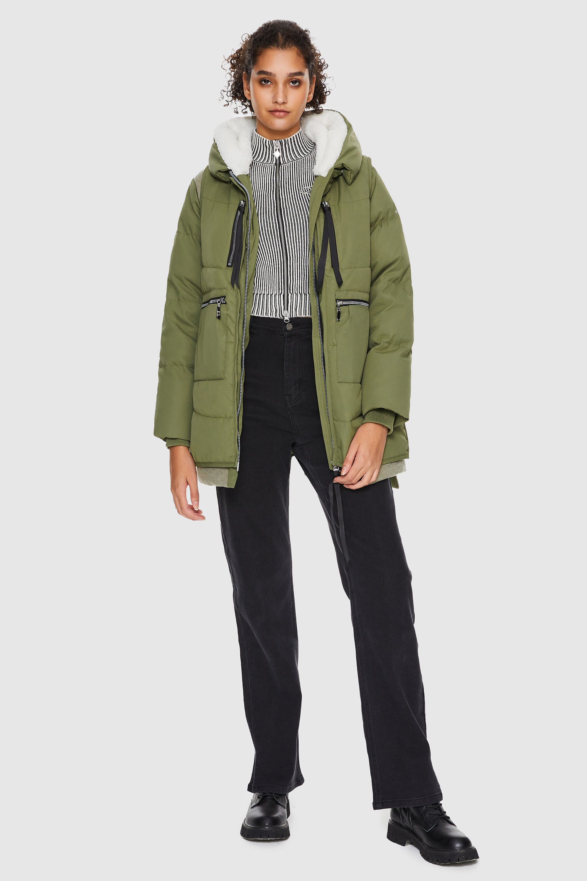 Orolay-092 O-Lab Thickened Puffer Jacket with Detachable Vest-#color_Peat Moss