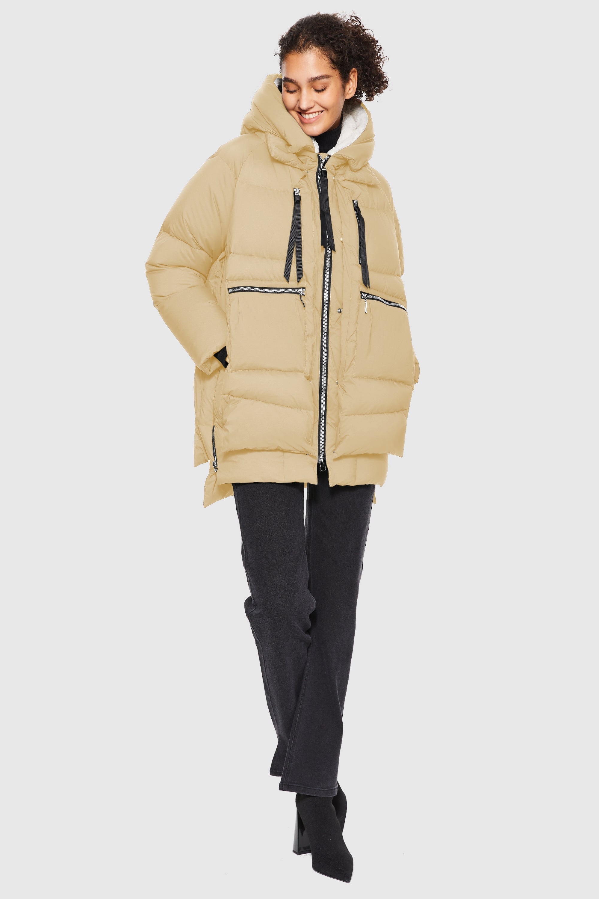 Orolay-092 Thickened Hooded Puffer Jacket-#color_Khaki