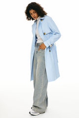 Orolay-3/4 Belted Double-Breasted Trench-women 3/4 Belted Double-Breasted Trench from Orolay - #color_Clear Sky