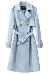 Orolay-3/4 Belted Double-Breasted Trench-women 3/4 Belted Double-Breasted Trench from Orolay - #color_Clear Sky