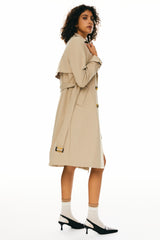 Orolay-3/4 Belted Double-Breasted Trench-women 3/4 Belted Double-Breasted Trench from Orolay - #color_Frosted Almond