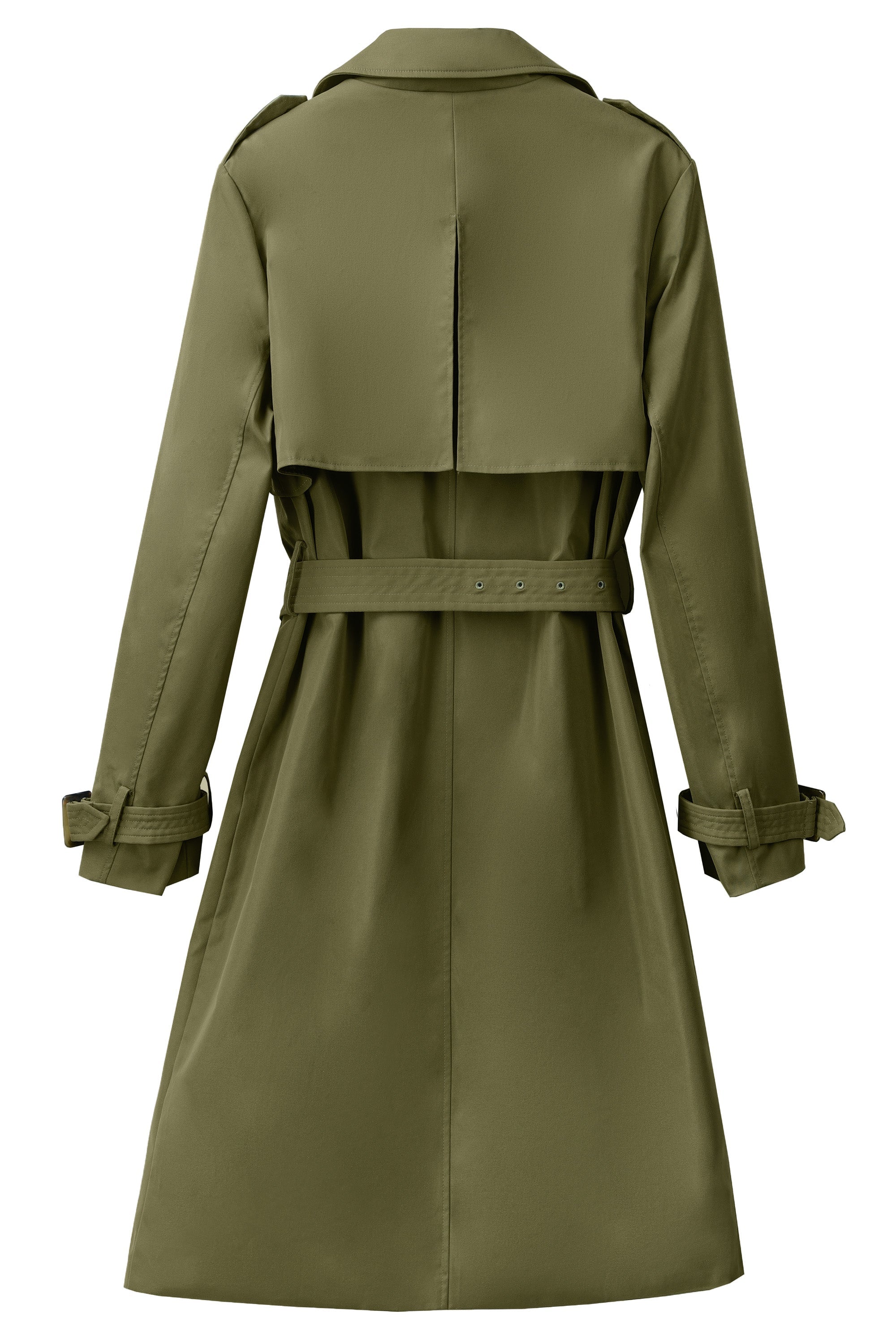 Orolay-3/4 Belted Double-Breasted Trench-Image 8 of 3/4 Belted Double-Breasted Trench from Orolay - #color_Sage Green