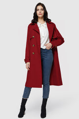 Orolay-3/4 Belted Double-Breasted Trench-women 3/4 Belted Double-Breasted Trench from Orolay #color_Tango Red