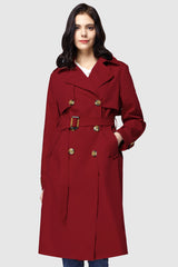 Orolay-3/4 Belted Double-Breasted Trench-women 3/4 Belted Double-Breasted Trench from Orolay #color_Tango Red