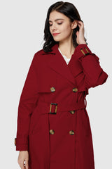 Orolay-3/4 Belted Double-Breasted Trench-women 3/4 Belted Double-Breasted Trench from Orolay #color_Tango Red