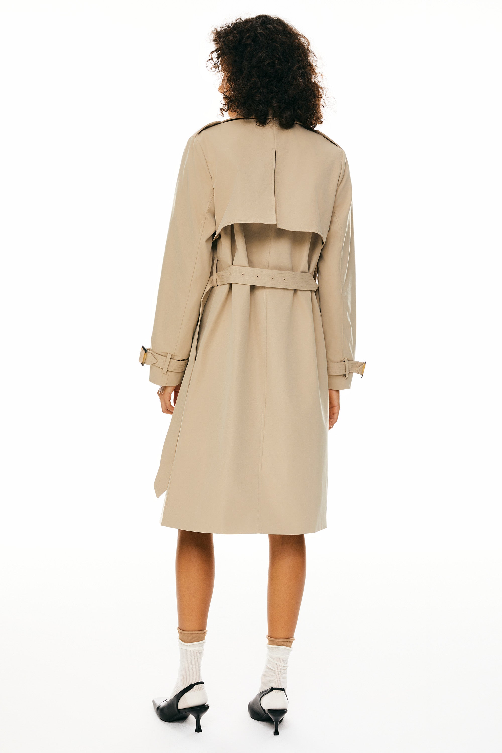 Orolay-3/4 Belted Double-Breasted Trench-women 3/4 Belted Double-Breasted Trench from Orolay - #color_Frosted Almond