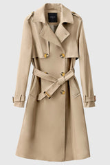 Orolay-3/4 Belted Double-Breasted Trench-#color_Frosted Almond